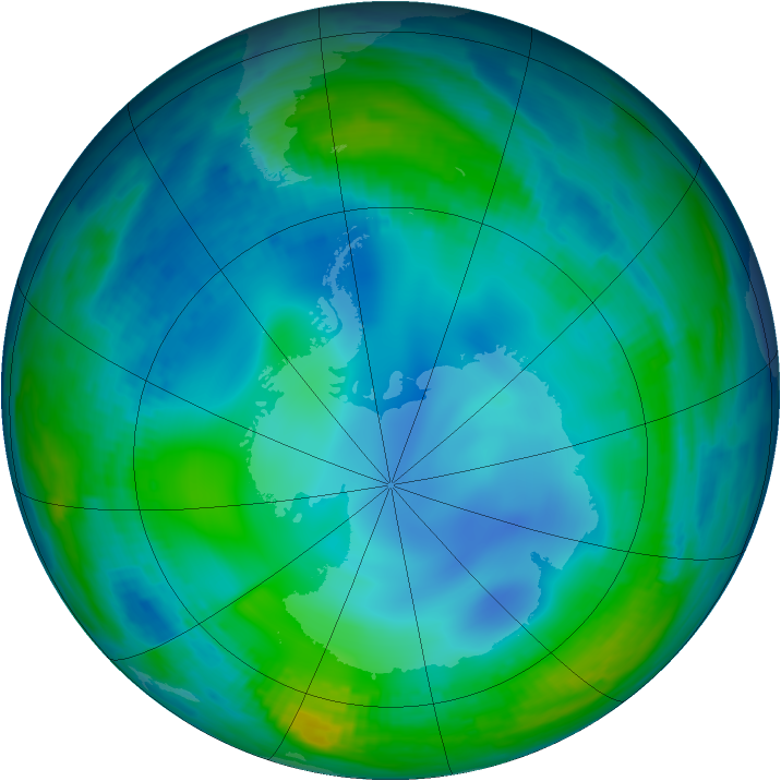 Antarctic ozone map for 16 July 1997